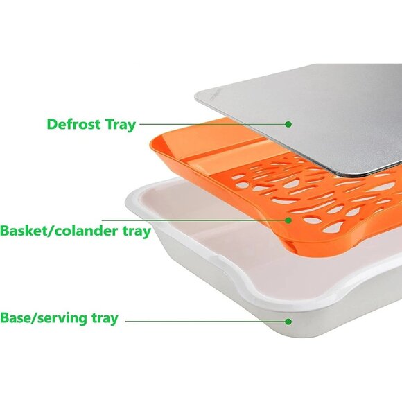 Kitchen 3 in 1 Defrosting Colander Serving Tray Thaws Frozen Food Faster - Picture 5 of 15